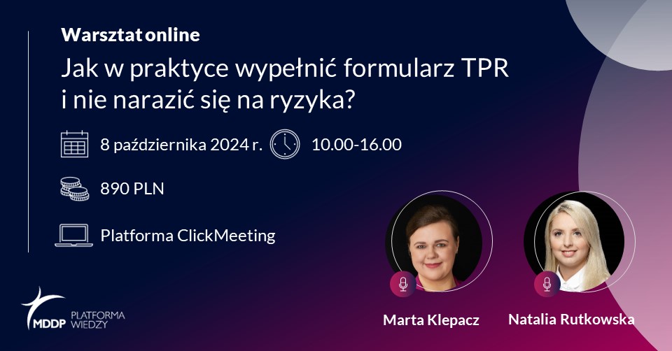 Szkolenie platne Jak w praktyce wypelnic formularz TPR2