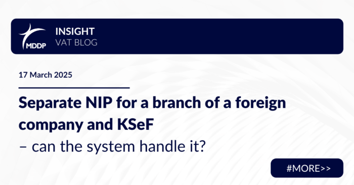 Separate NIP for a branch of a foreign company and KSeF – can the system handle it?
