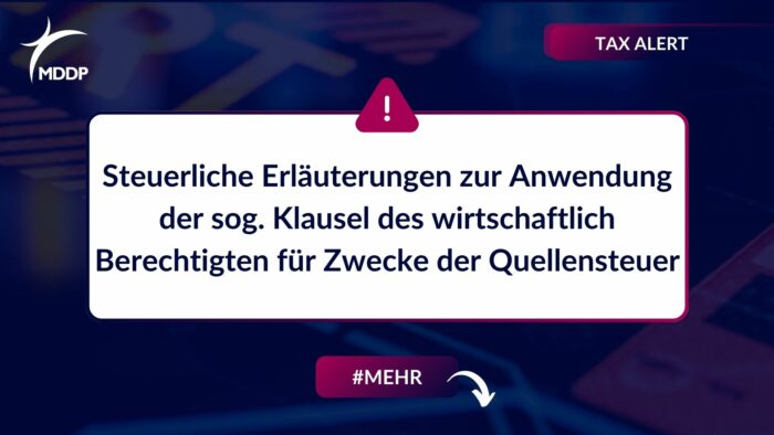 Steuerliche Erläuterungen zur Anwendung der sog. Klausel des wirtschaftlich Berechtigten für Zwecke der Quellensteuer Steuerliche Erläuterungen zur Anwendung der sog. Klausel des wirtschaftlich Berechtigten für Zwecke der Quellensteuer