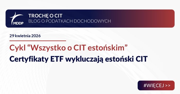 Certyfikaty ETF wykluczają estoński CIT