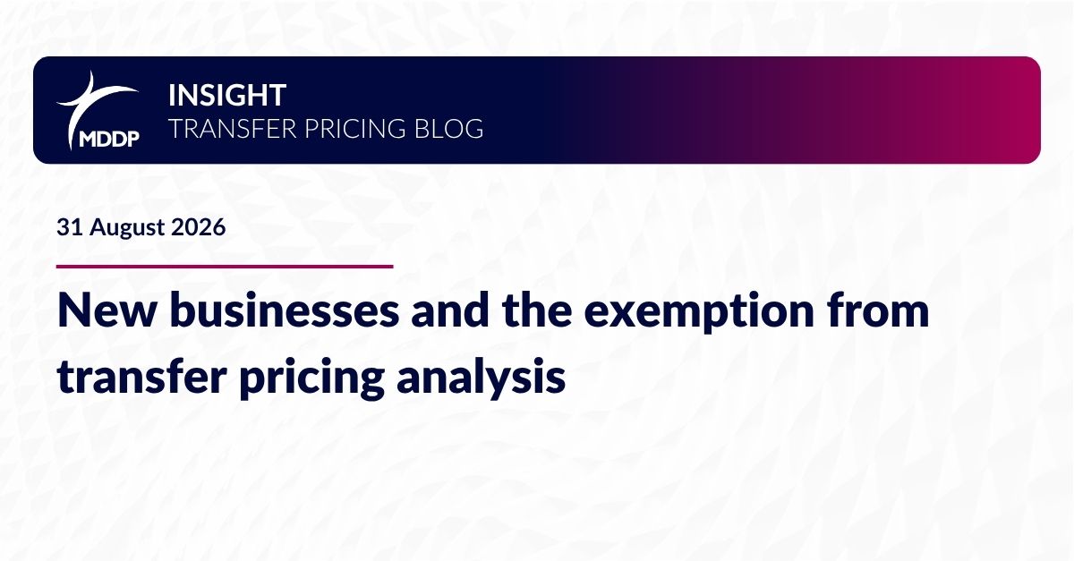 New businesses and the exemption from transfer pricing analysis